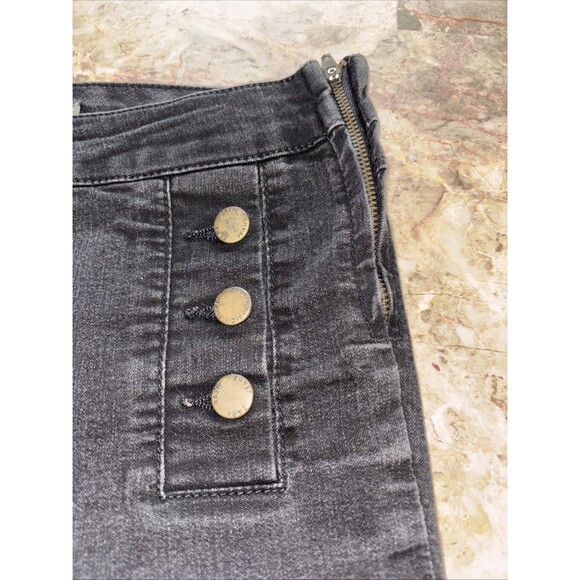 Zara Trouser Pants Womens Medium Black Canvas Stretch High Rise Straight Leg - Picture 8 of 10